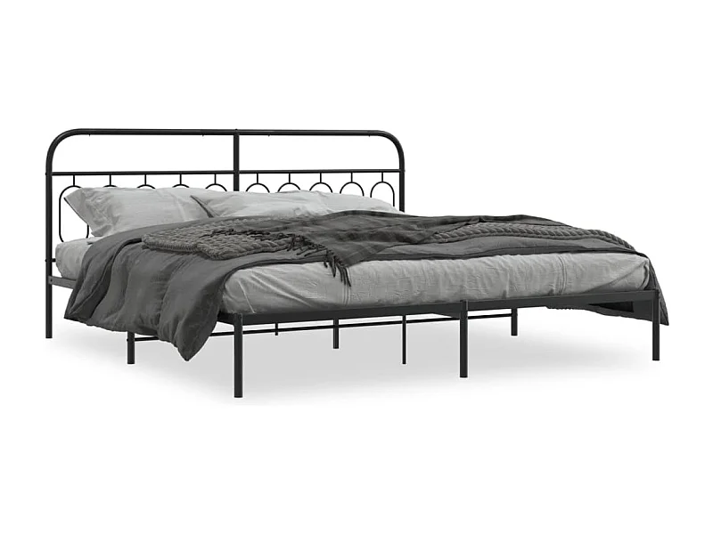 Bedframe met hoofdbord metaal zwart 200x200 cm BE190377