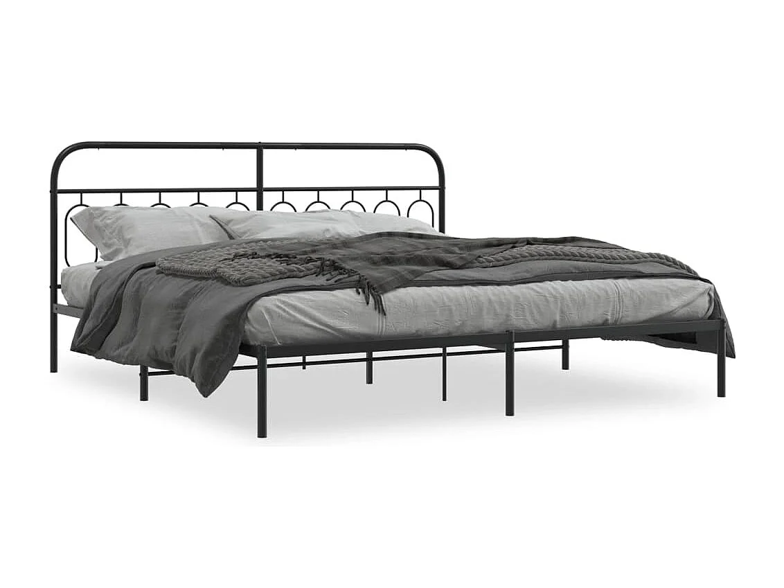 Bedframe met hoofdbord metaal zwart 200x200 cm BE190377