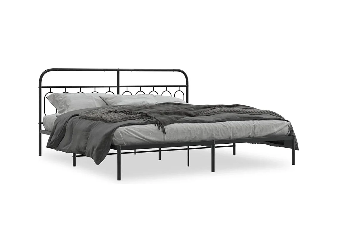 Cama matrimonial- 200x200 cm con cabecero metal negro ES326058