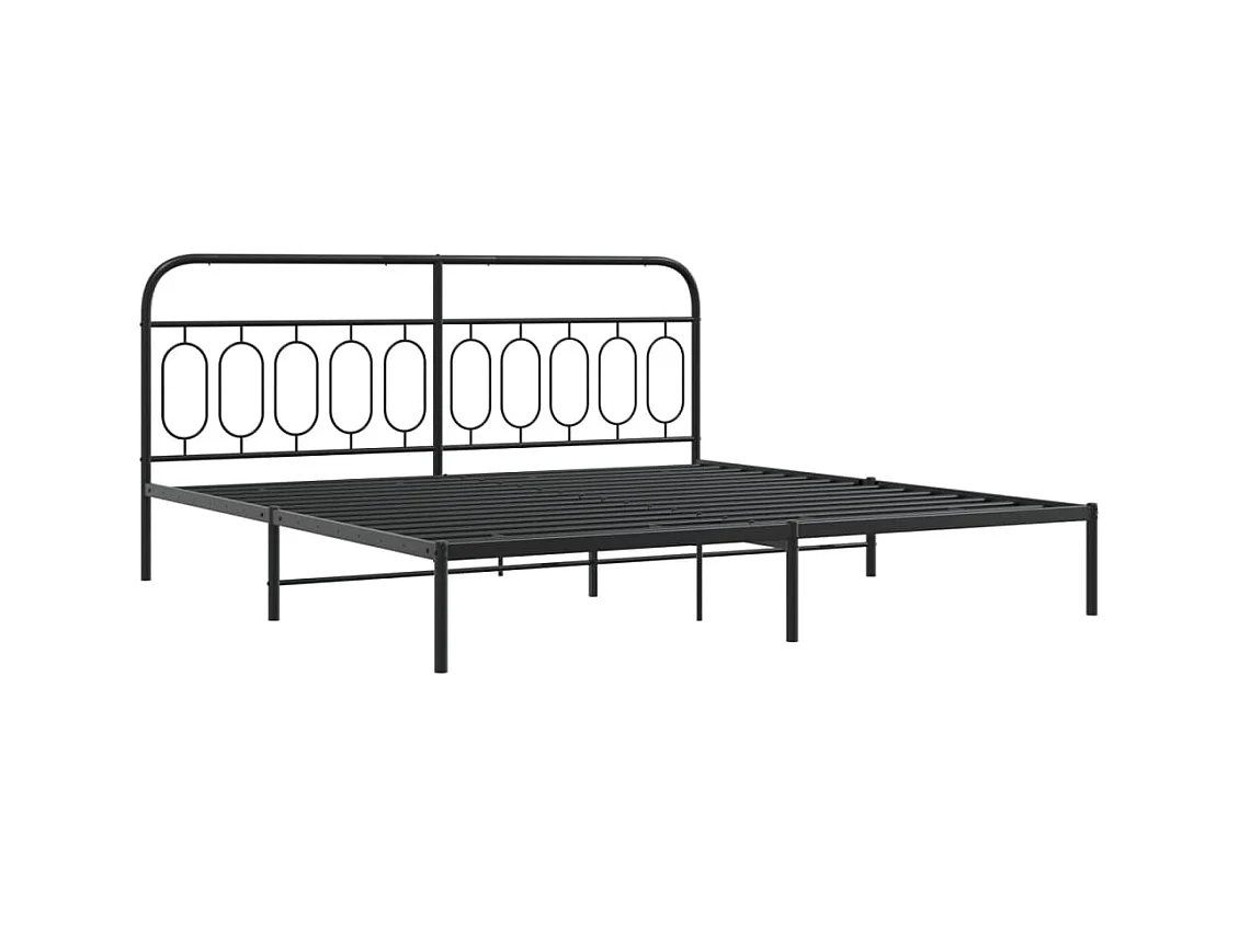 Cama matrimonial- 200x200 cm con cabecero metal negro ES326058