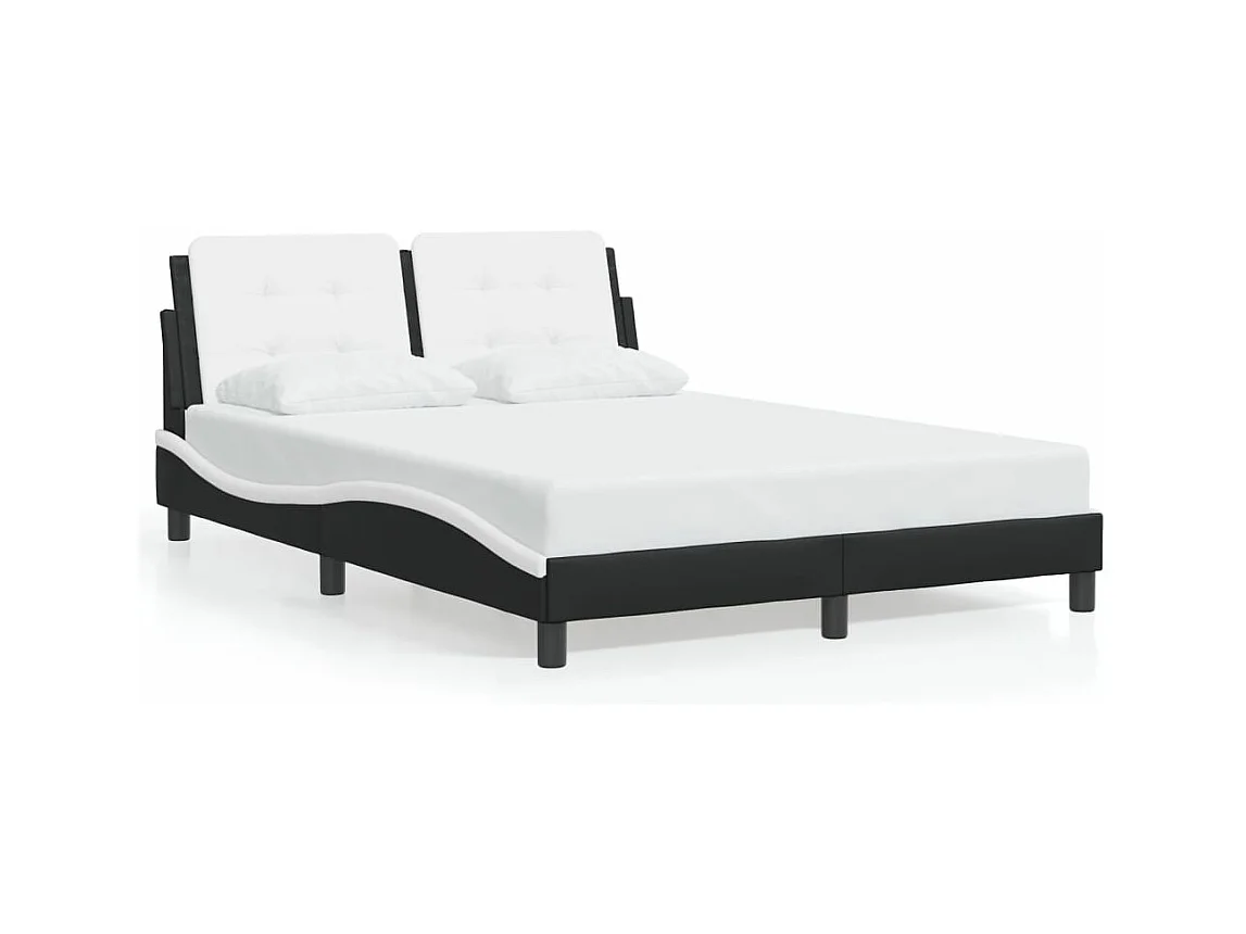 Cama 140x200 cm - con LED cuero sintético negro blanco ES132945