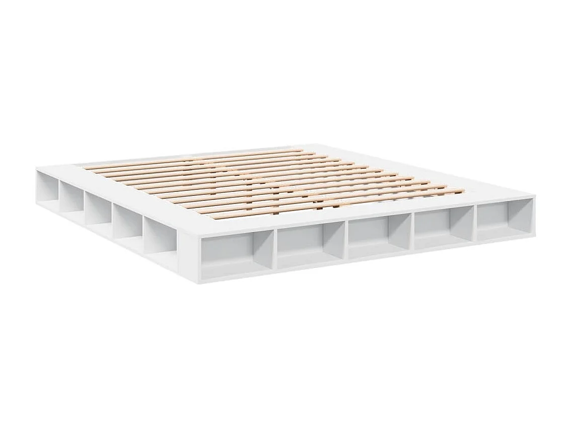 Lit double blanc 200x200 cm bois d'ingénierie FR69496