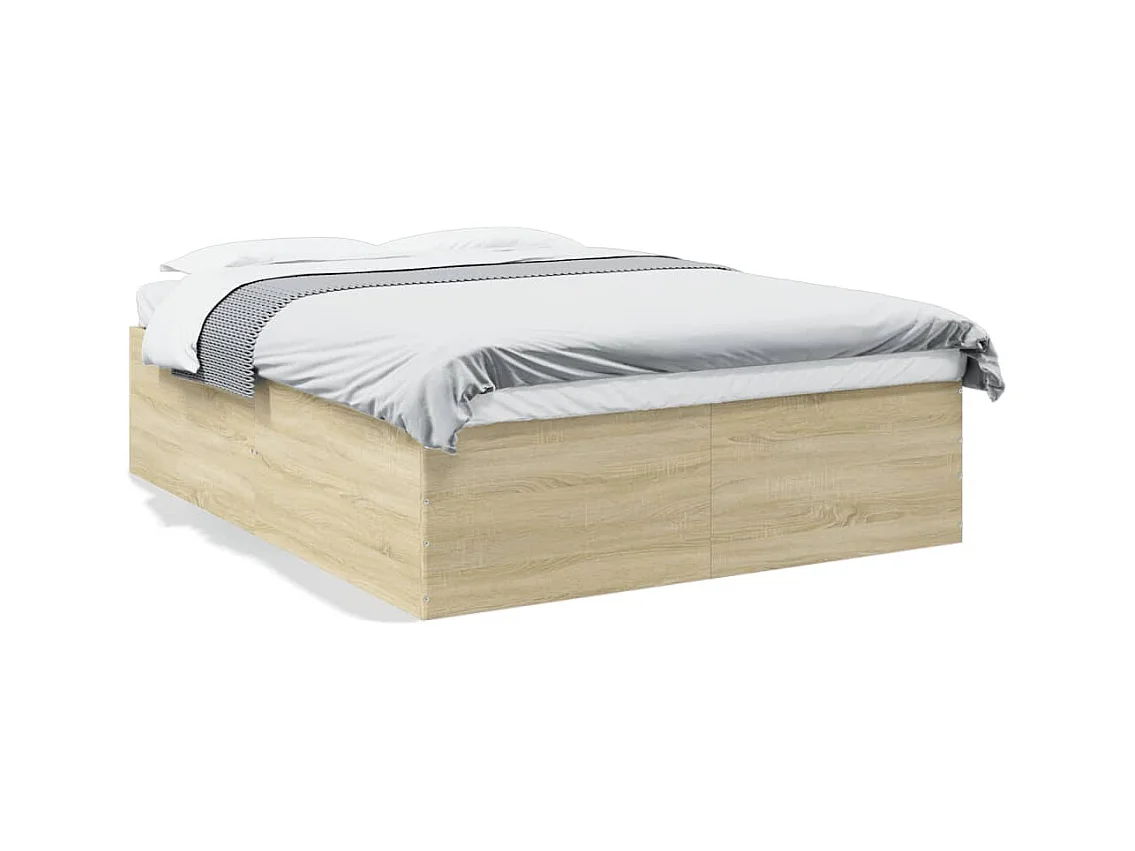 Lit double chêne sonoma 160x200 cm bois d'ingénierie FR16441