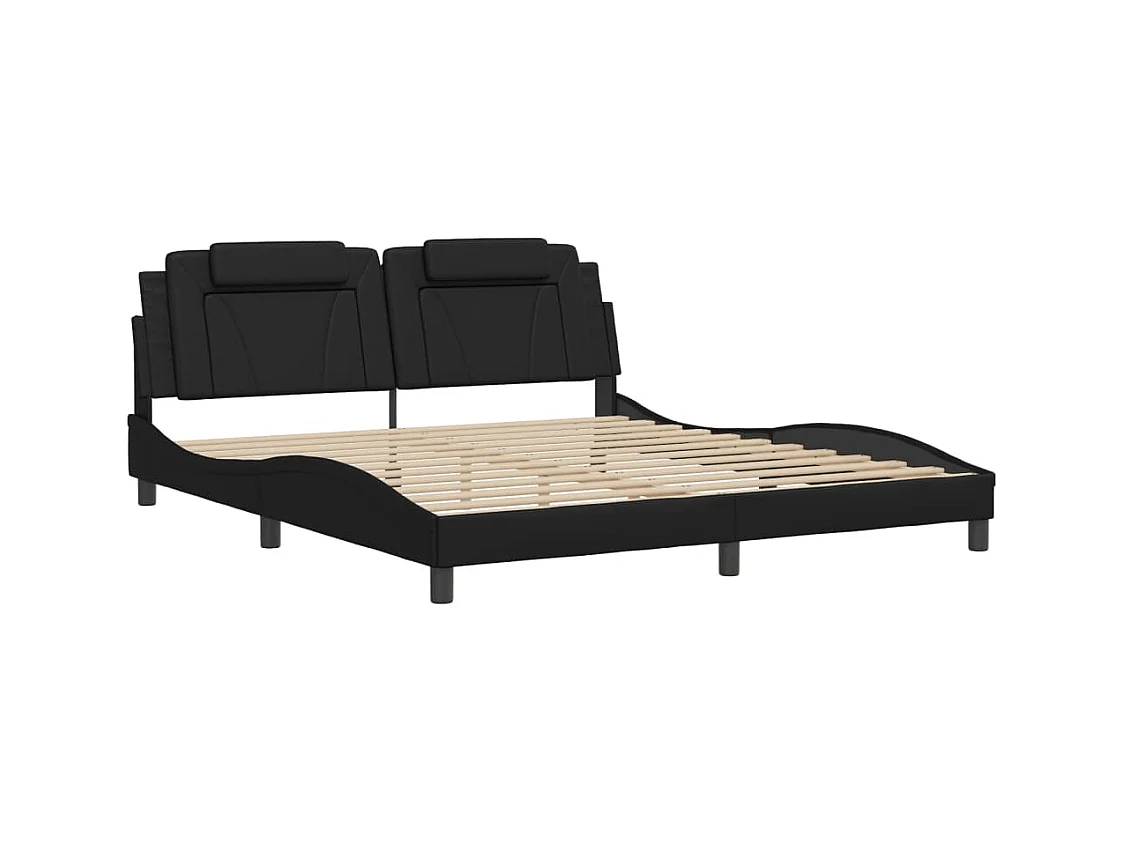 Lit double avec lumières LED noir 180x200 cm similicuir FR17597