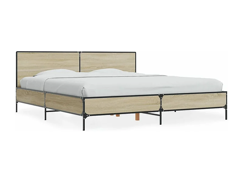 Lit double chêne sonoma 200x200 cm bois d'ingénierie et métal FR14635