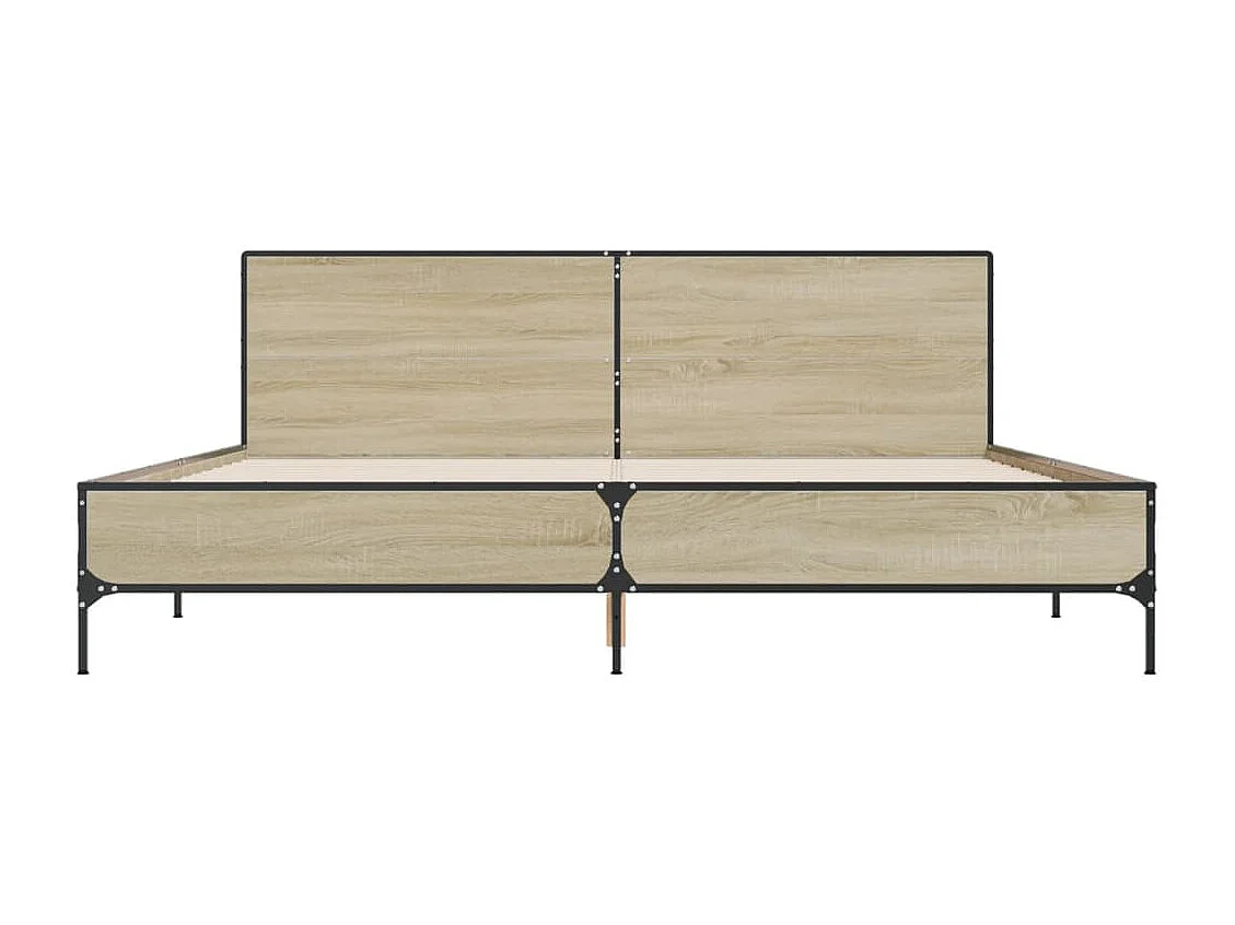 Lit double chêne sonoma 200x200 cm bois d'ingénierie et métal FR14635