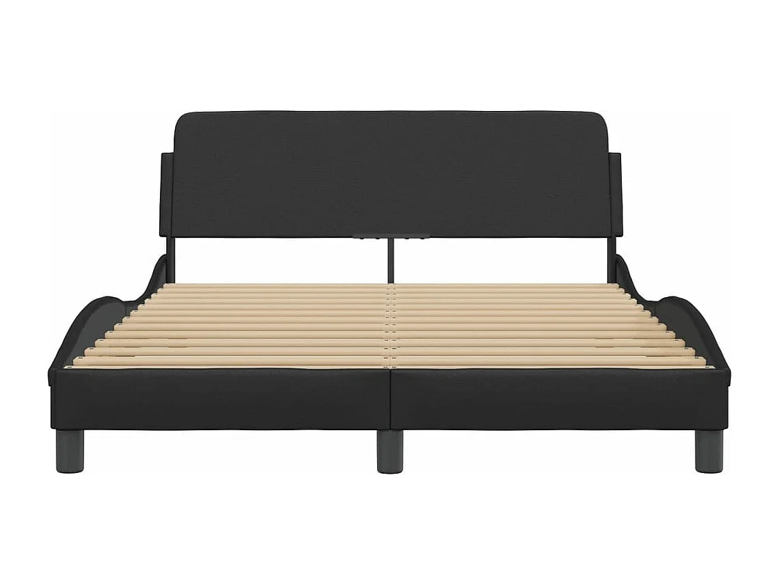 Cama c/ cabeceira 120x200cm couro artificial preto PT558023