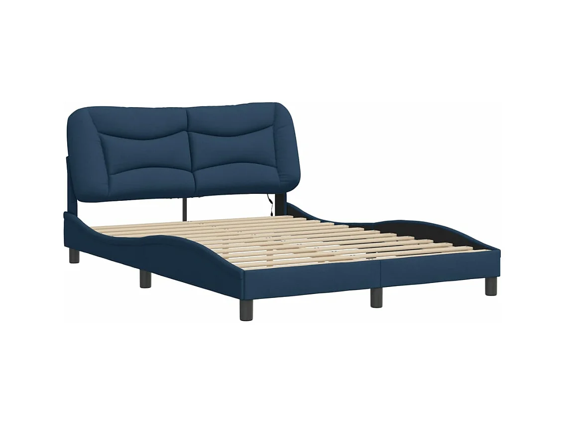 Lit double avec lumières LED bleu 120x200 cm tissu FR35656