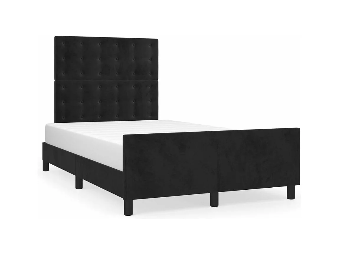 Lit double + tête de lit noir 120x190 cm velours FR49591