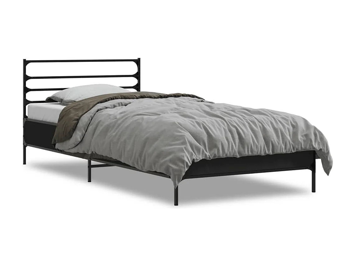 Cama 100x200 cm derivados de madeira/metal preto PT519838