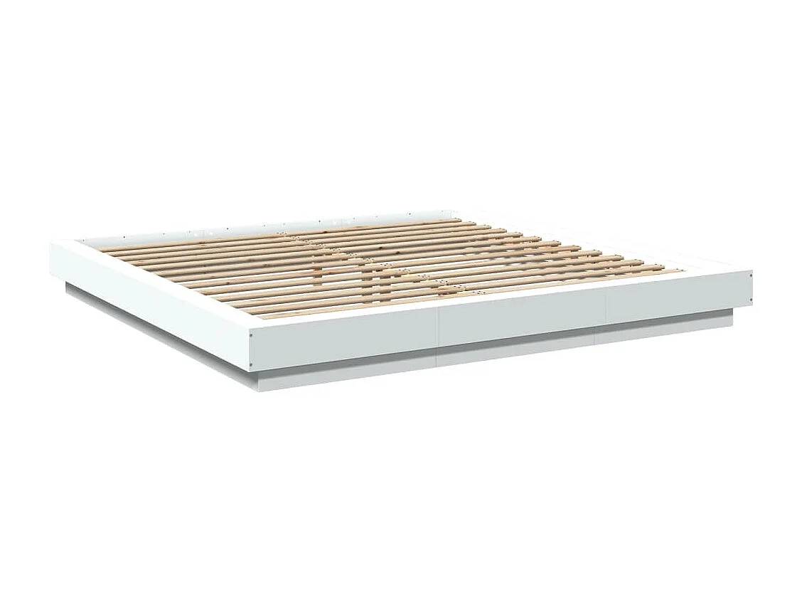 Lit double blanc 200x200 cm bois d'ingénierie FR20340