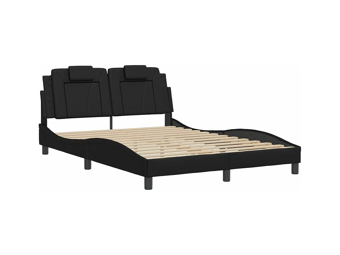 Lit double avec lumières LED noir 120x200 cm similicuir FR71353