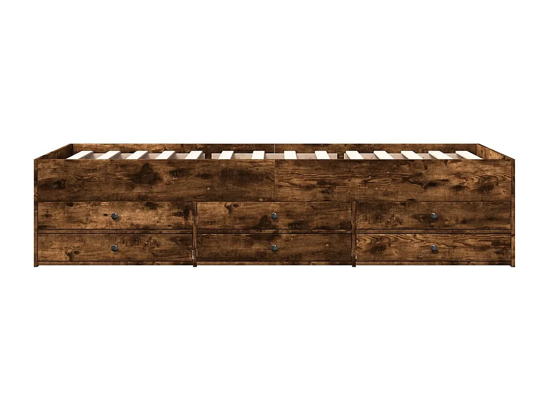 Lit de jour et tiroirs chêne fumé 75x190 cm bois d'ingénierie FR97237