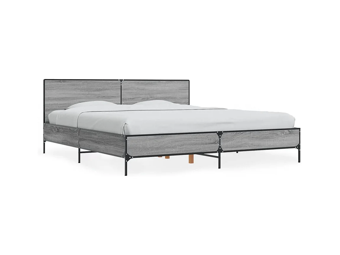 Lit double sonoma gris 180x200 cm bois d'ingénierie et métal FR50374
