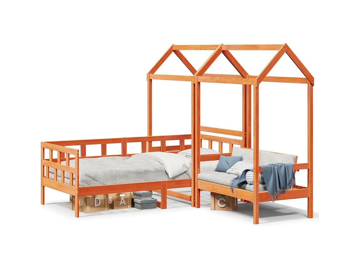 Ensemble de lit de jour avec toit 80x200 cm bois massif de pin FR48708