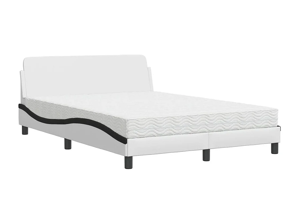 Lit adulte + matelas blanc et noir 120x200 cm similicuir FR42921