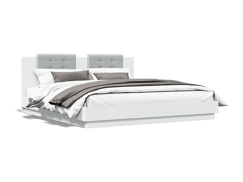 Cama c/ cabeceira 200x200 cm derivados madeira branco PT159585