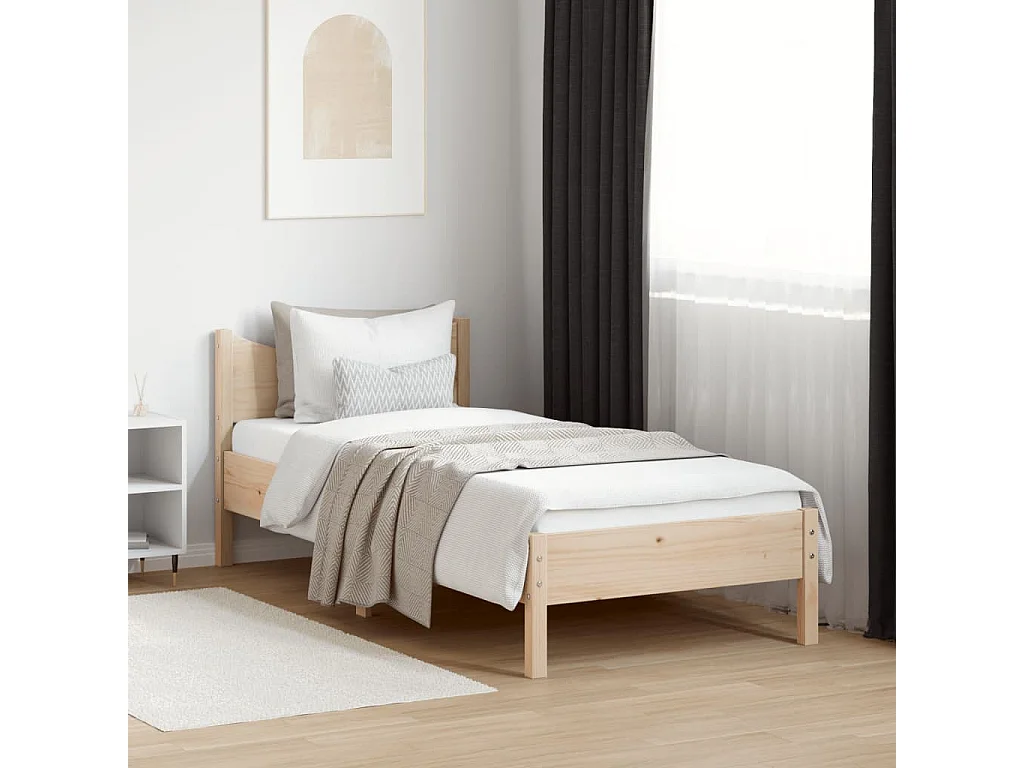 Cama individual- 75x190 cm sin colchón madera maciza pino ES187690