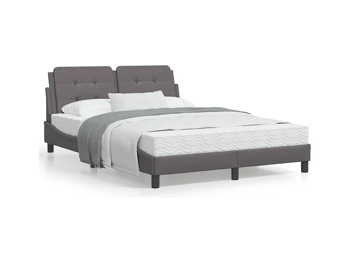 Lit double + tête de lit Gris 140x200 cm Similicuir FR39844
