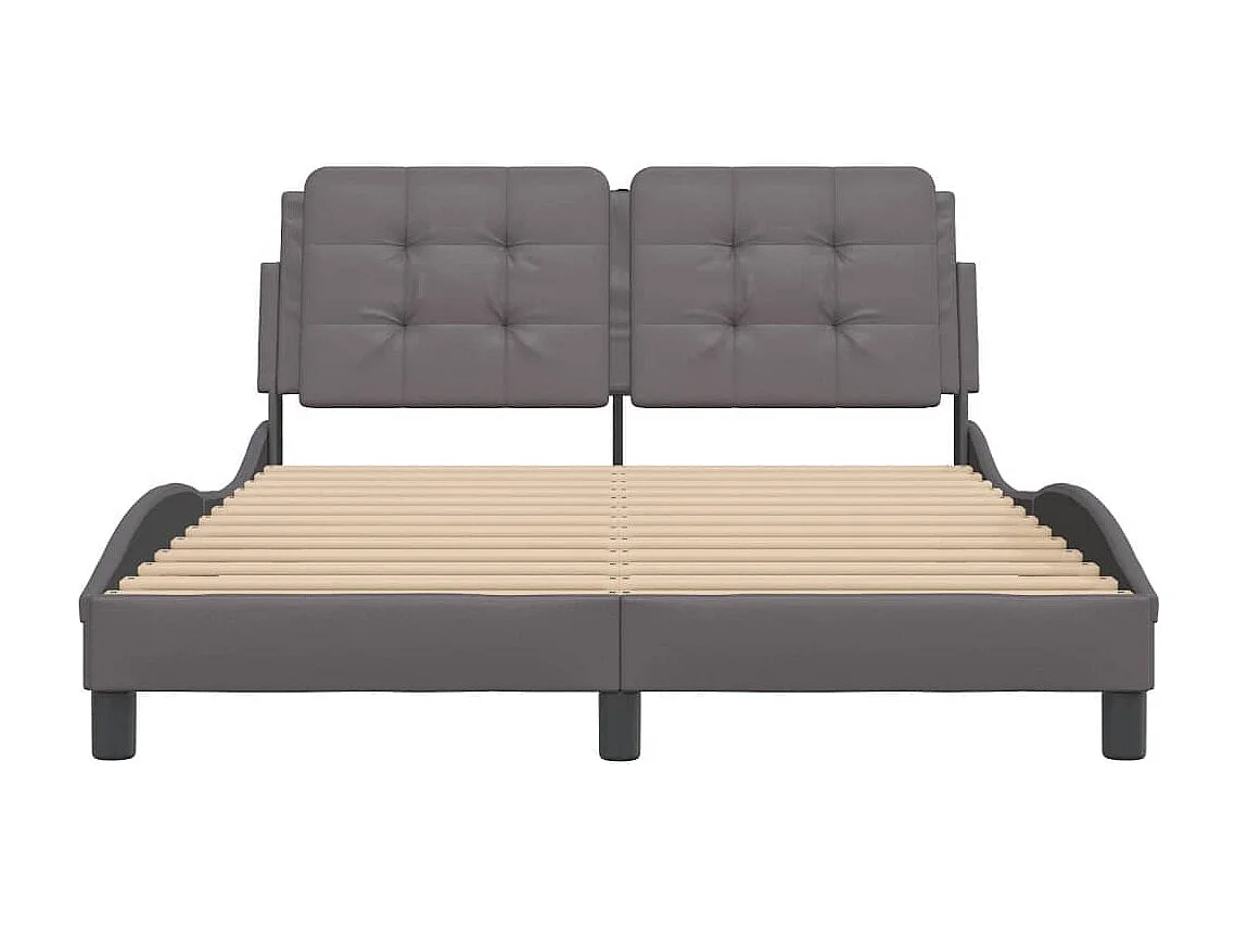 Lit double + tête de lit Gris 140x200 cm Similicuir FR39844