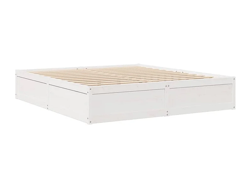 Lit double blanc 180x200 cm bois de pin massif FR75042