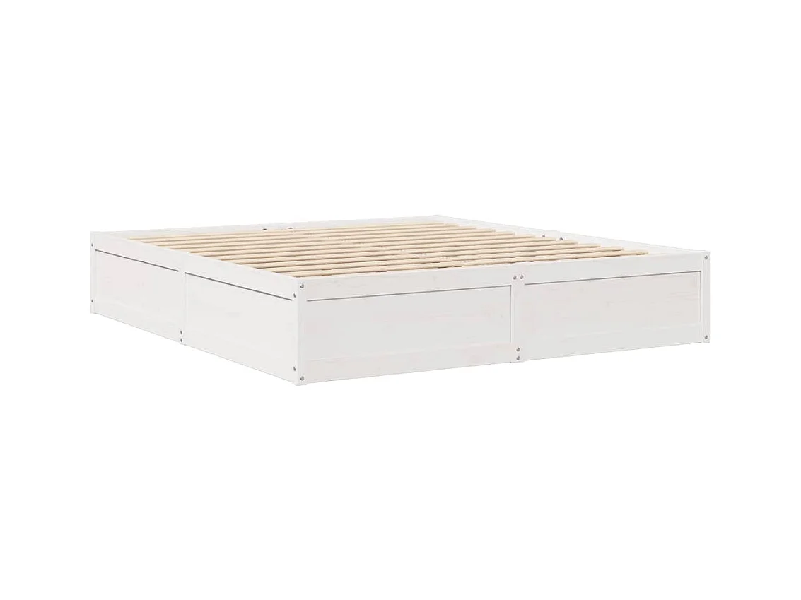 Lit double blanc 180x200 cm bois de pin massif FR75042