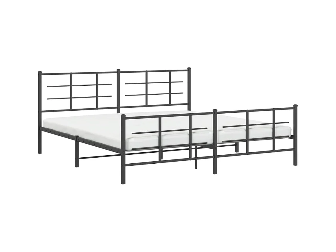 Cama matrimonial- 183x213 cm cabecero y estribo metal negro ES604574