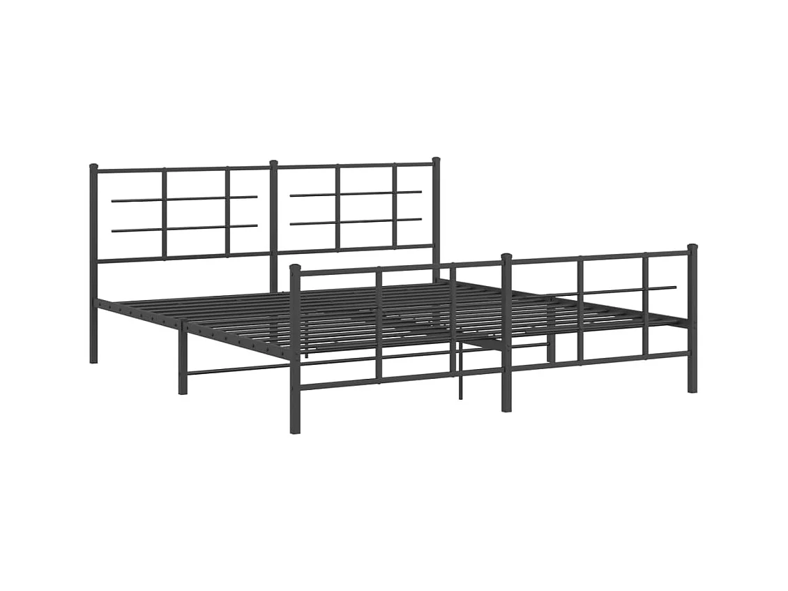 Cama matrimonial- 183x213 cm cabecero y estribo metal negro ES604574