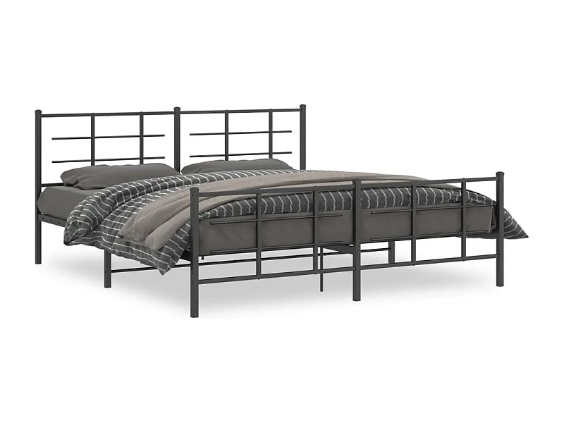 Cama matrimonial- 183x213 cm cabecero y estribo metal negro ES604574