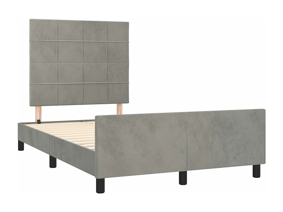 Cama 120x190 cm - con cabecero terciopelo gris claro ES633742