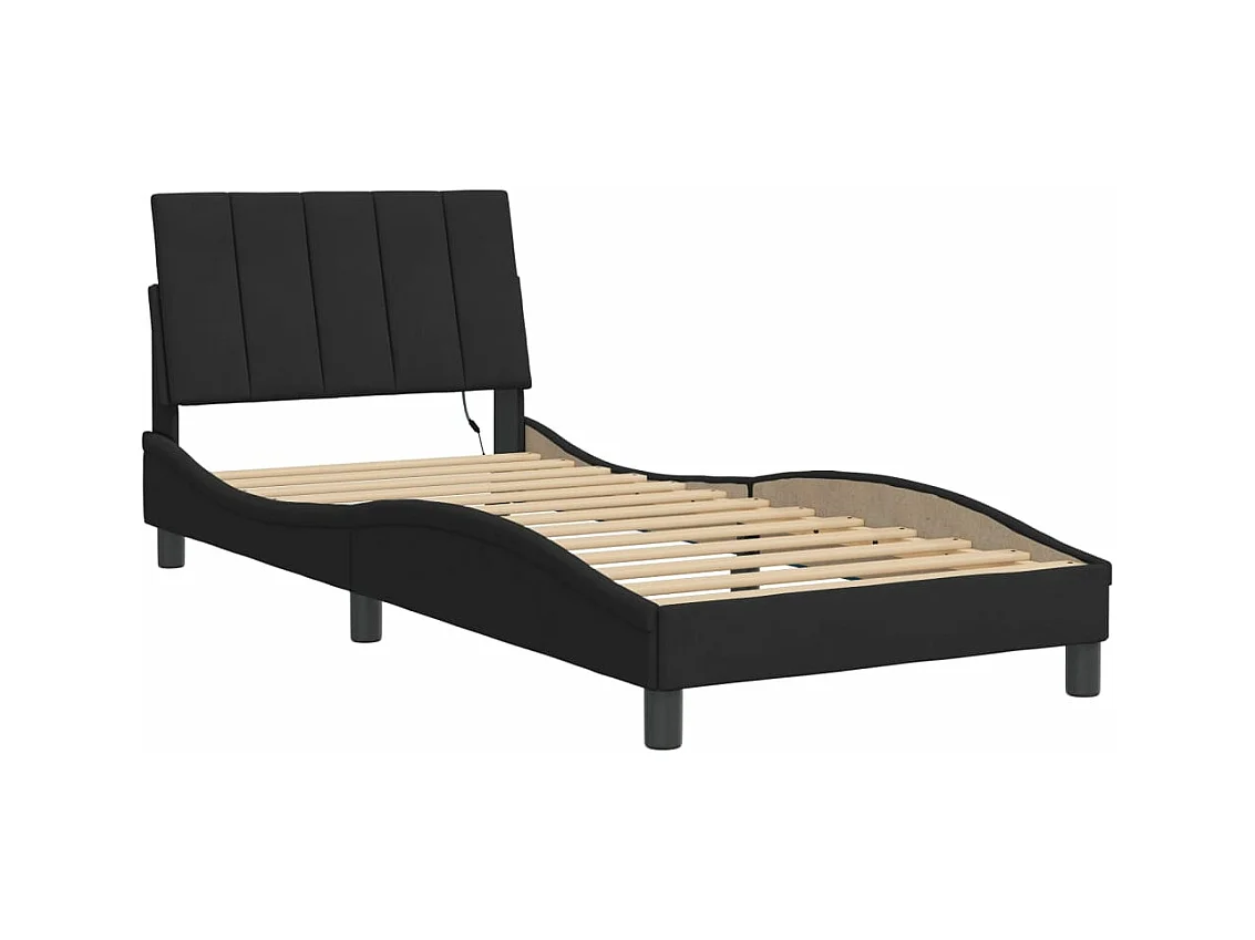 Lit simple avec lumières LED noir 90x200 cm velours FR30292