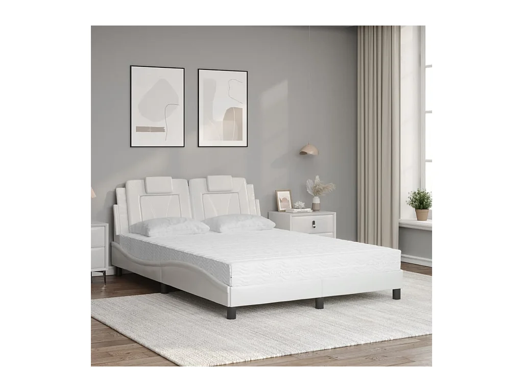 Bed met matras kunstleer wit 140x200 cm BE842468