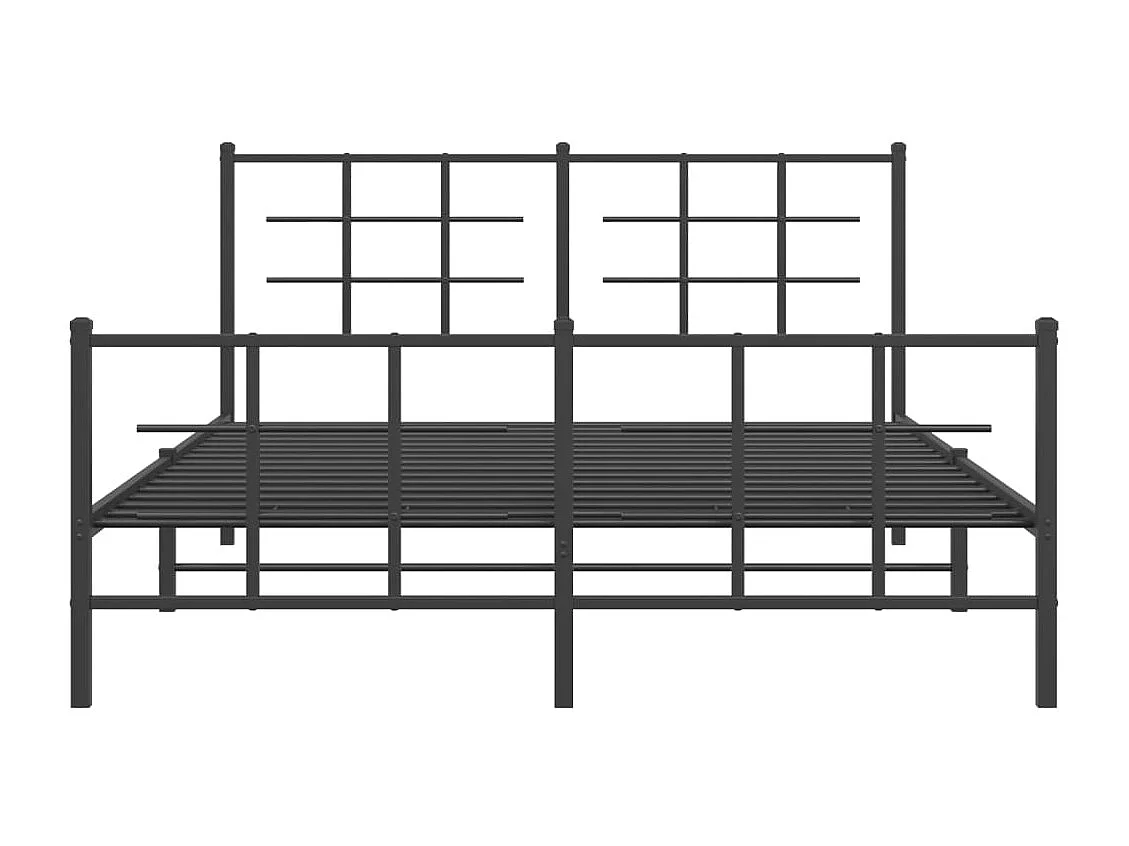 Lit double métal + tête de lit/pied de lit noir 160x200 cm FR48132