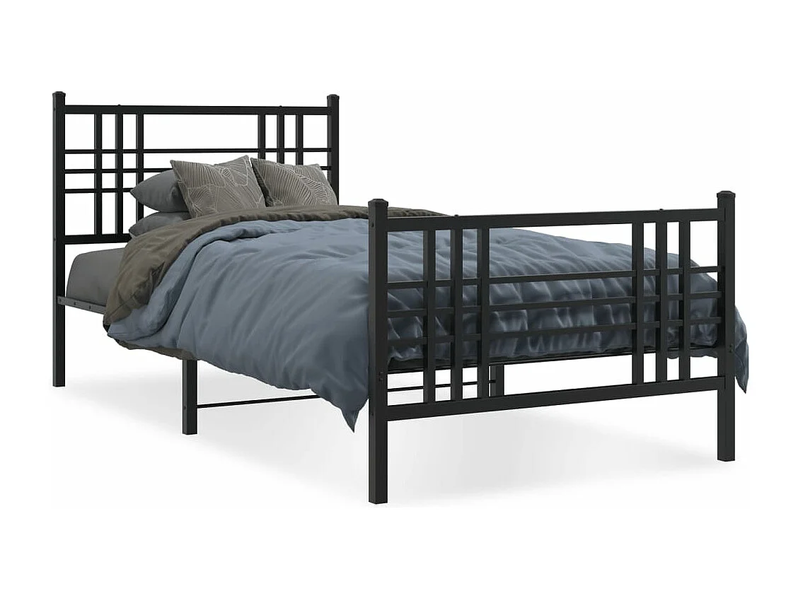 Cama com cabeceira e pés 100x190 cm metal preto PT490983