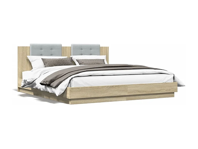 Bedframe met hoofdeinde bewerkt hout sonoma eiken 200x200 cm BE826100