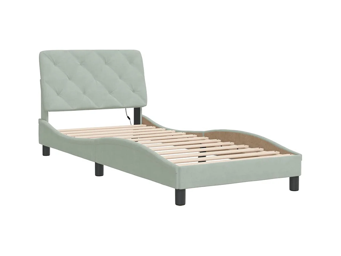 Lit simple avec lumières LED Gris clair 80x200 cm Velours FR57424