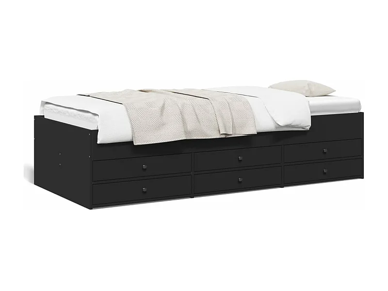 Cama individual - 90x190 cm con cajones madera de ingeniería negro ES994409