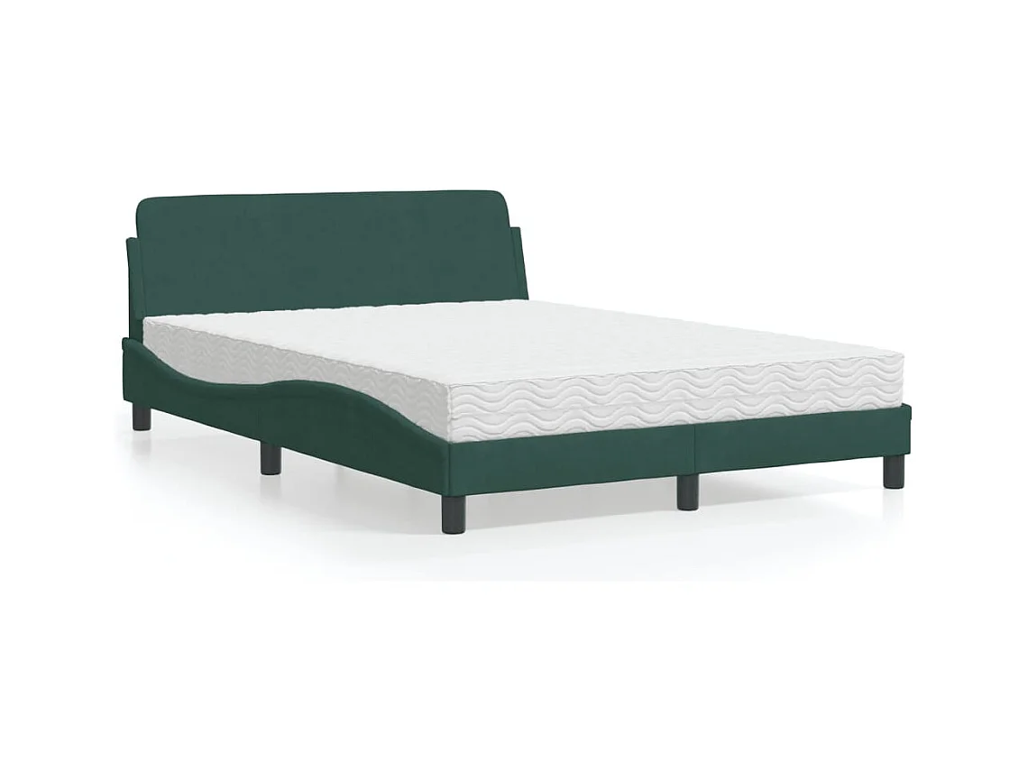 Lit adulte + matelas vert foncé 140x200 cm velours FR65315