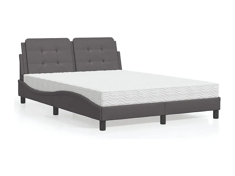 Bed met matras kunstleer grijs 140x190 cm BE444757