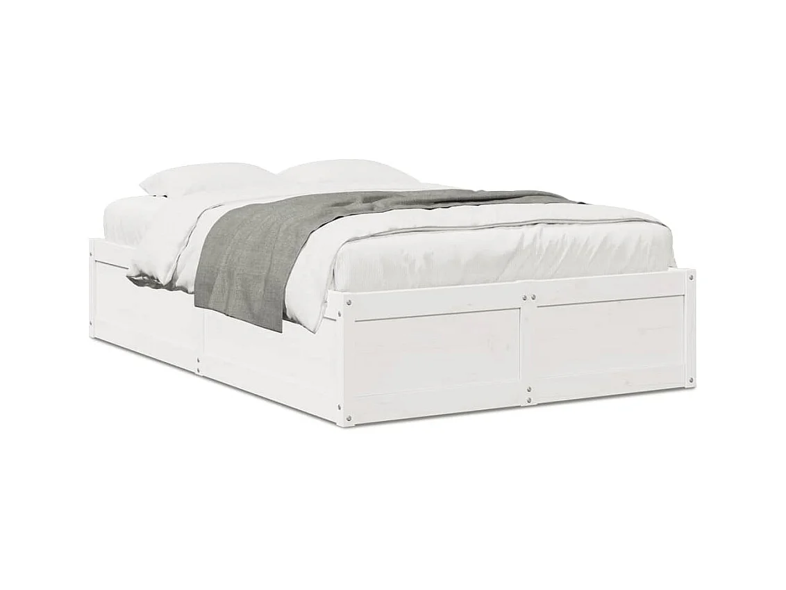 Cama matrimonial- 135x190 cm madera maciza de pino blanco ES420573