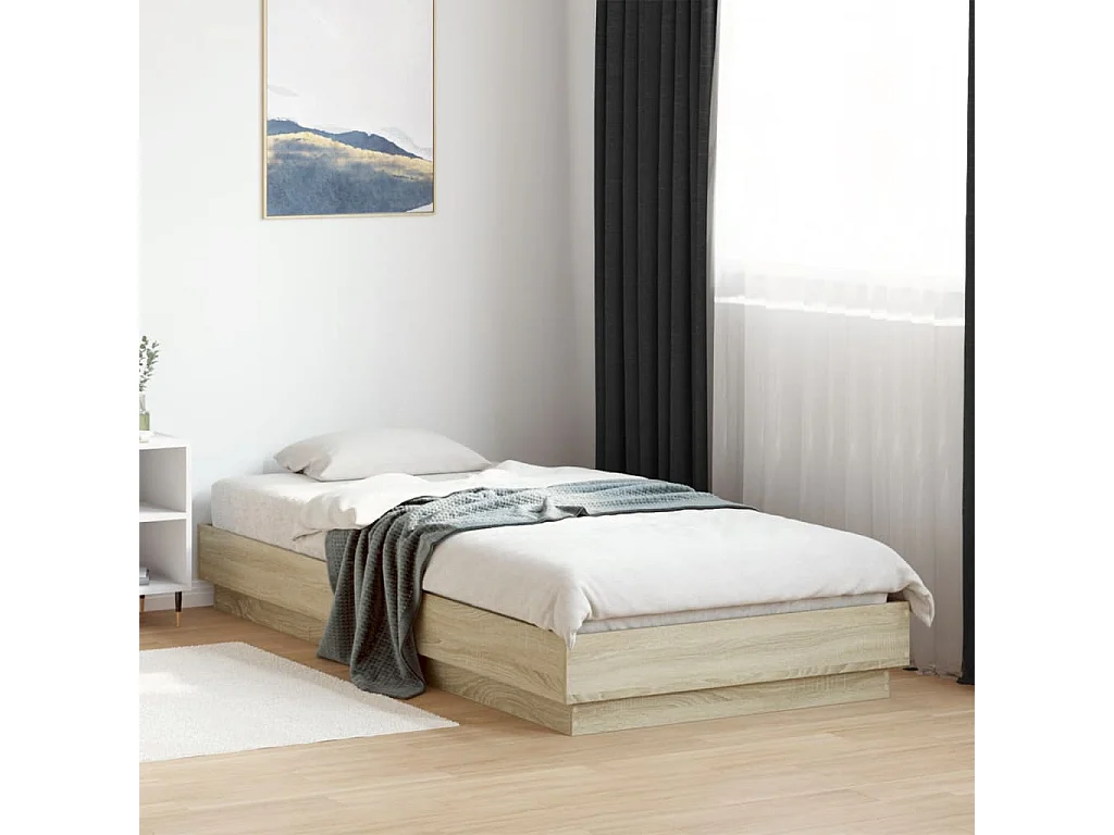 Cama individual- 100x200 cm madera de ingeniería roble Sonoma ES857952