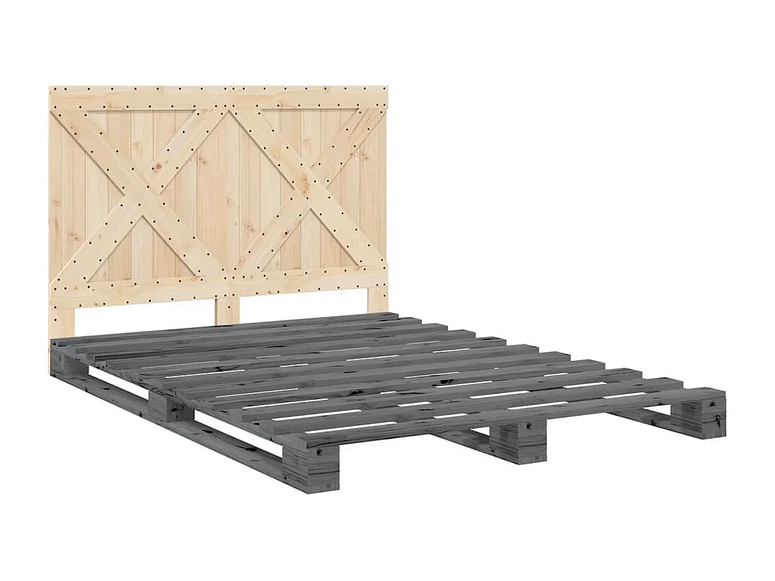 Cama matrimonial- 160x200 cm con cabecero madera pino gris ES654547