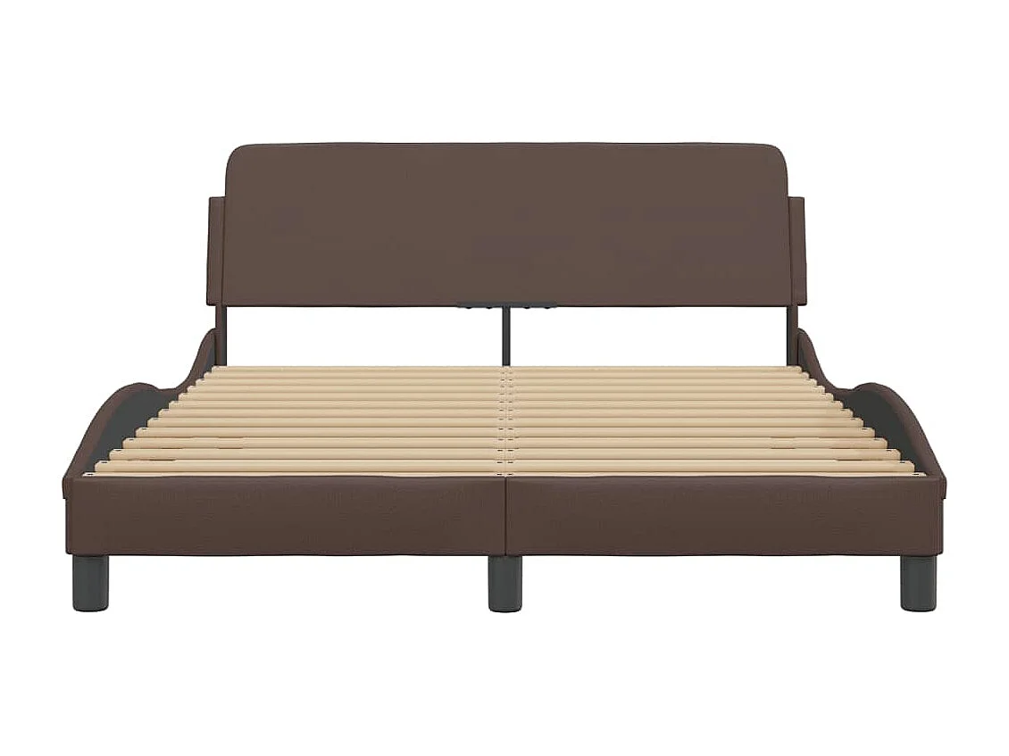 Lit double + tête de lit Marron 140x190 cm Similicuir FR13578