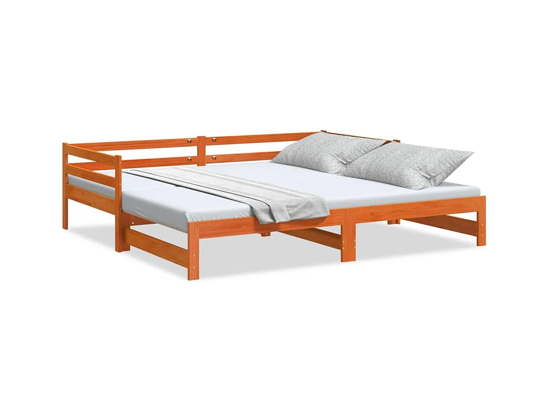 Sofá cama nido madera maciza de pino marrón cera 80x200 cm ES303873