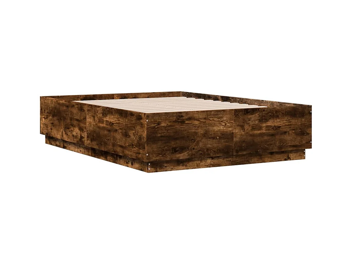 Cama 120x190 cm - con luces LED madera roble ahumado ES505682