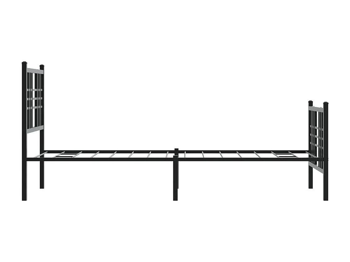Lit simple métal + tête de lit/pied de lit noir 75x190 cm FR48356
