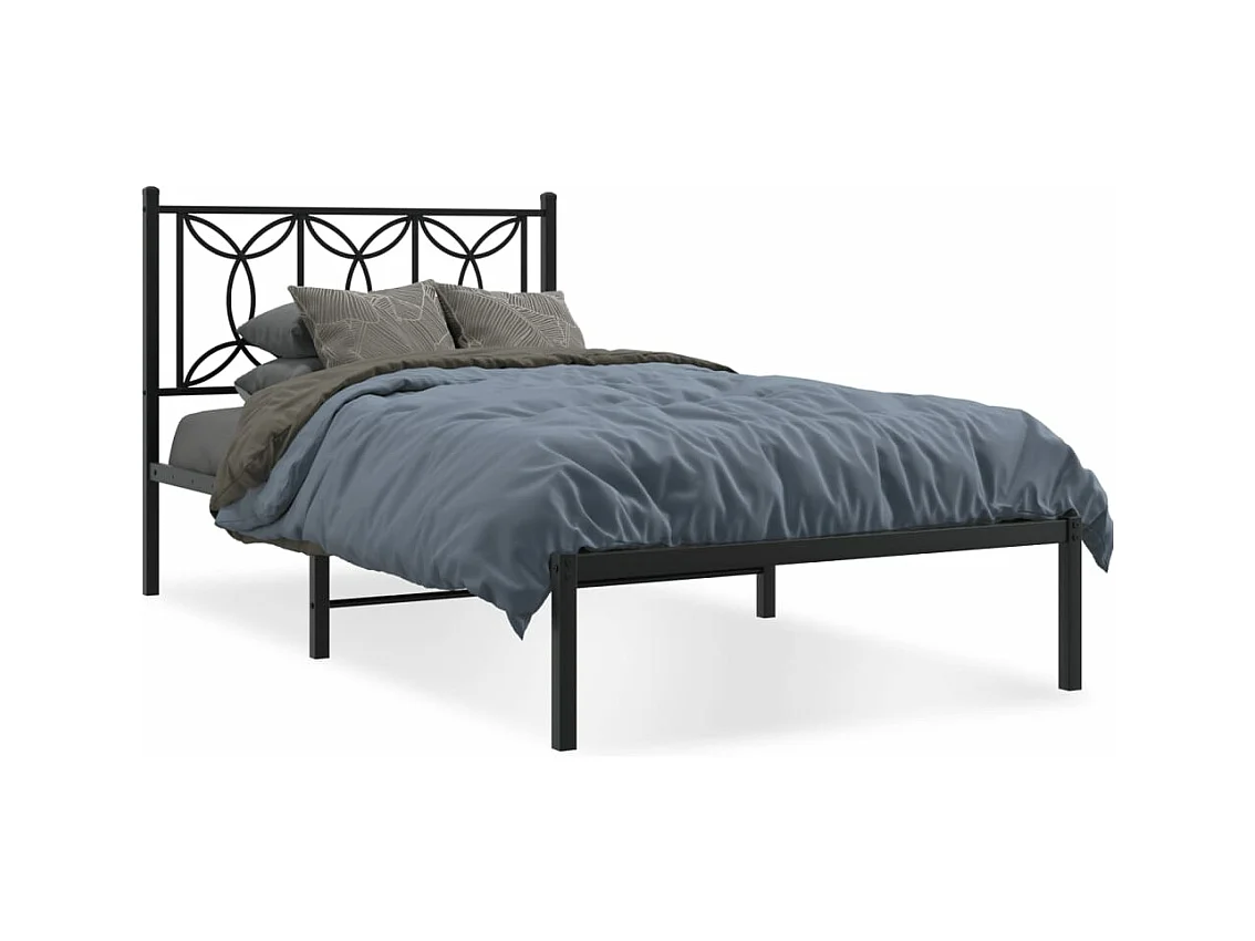 Cama individual- 107x203 cm con cabecero metal negro ES822390