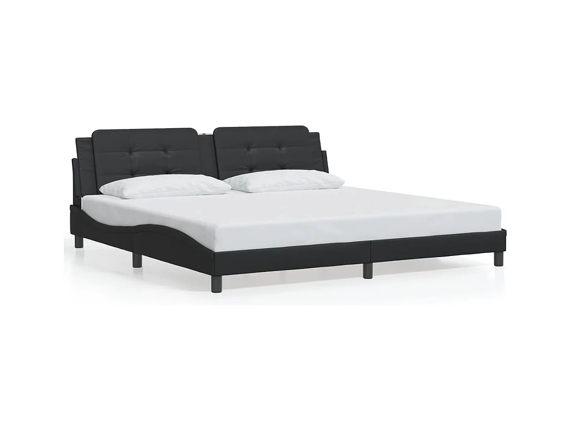 Lit double avec lumières LED noir 200x200 cm similicuir FR81122