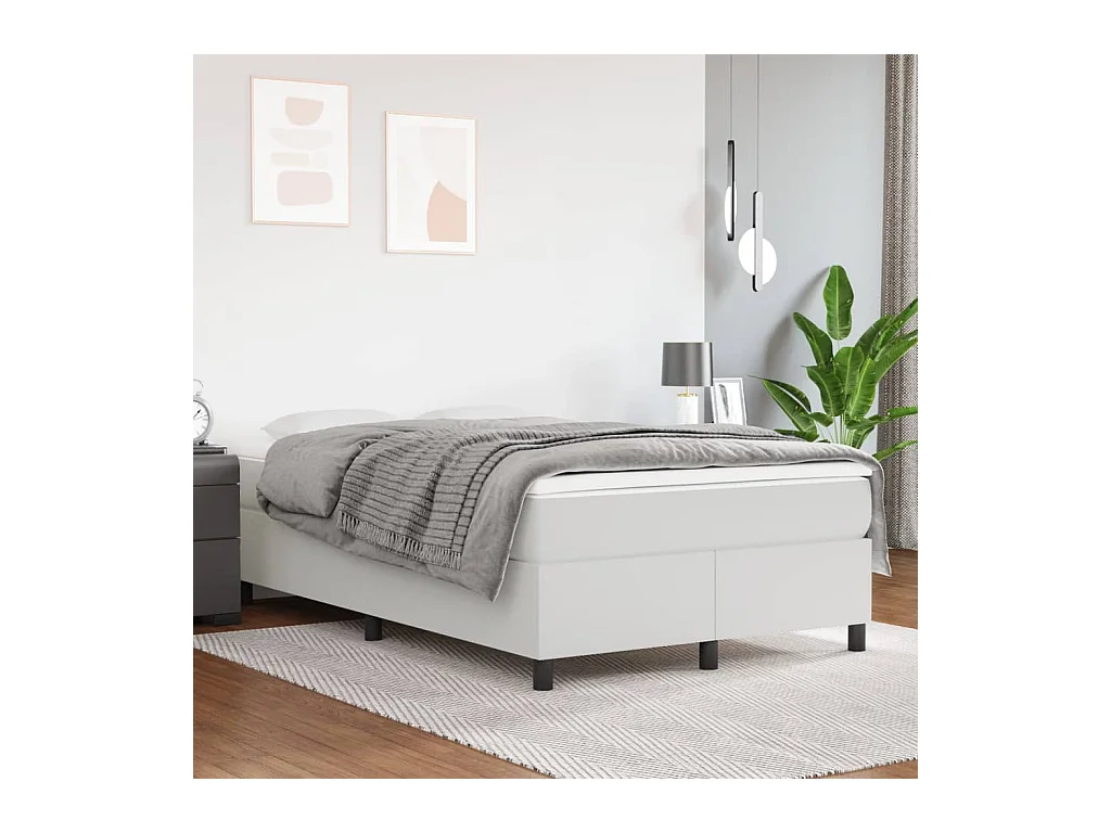 Lit double Blanc 120x200 cm Similicuir FR27495