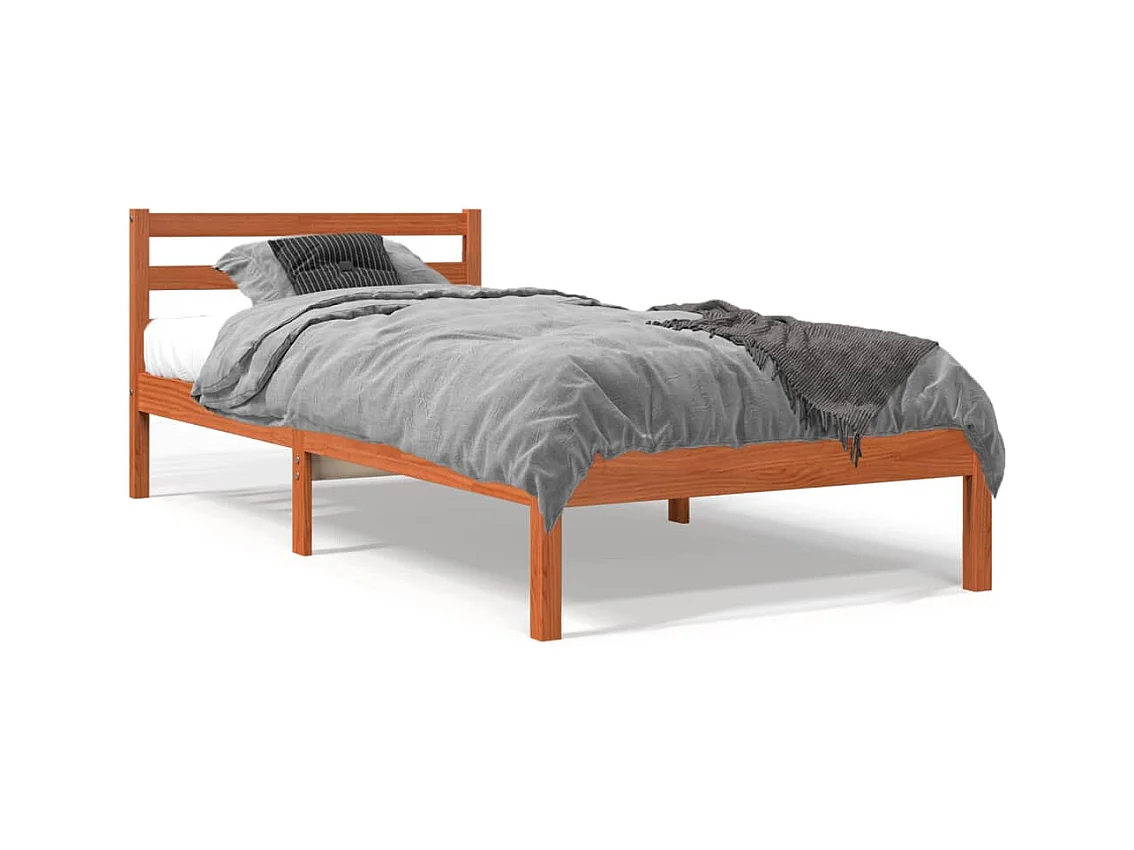 Bedframe zonder matras massief grenenhout wasbruin 100x200 cm BE278934